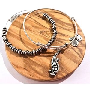 ALEX & ANI Bracelet Set - Bead and Swan Stretch Metal Bracelets